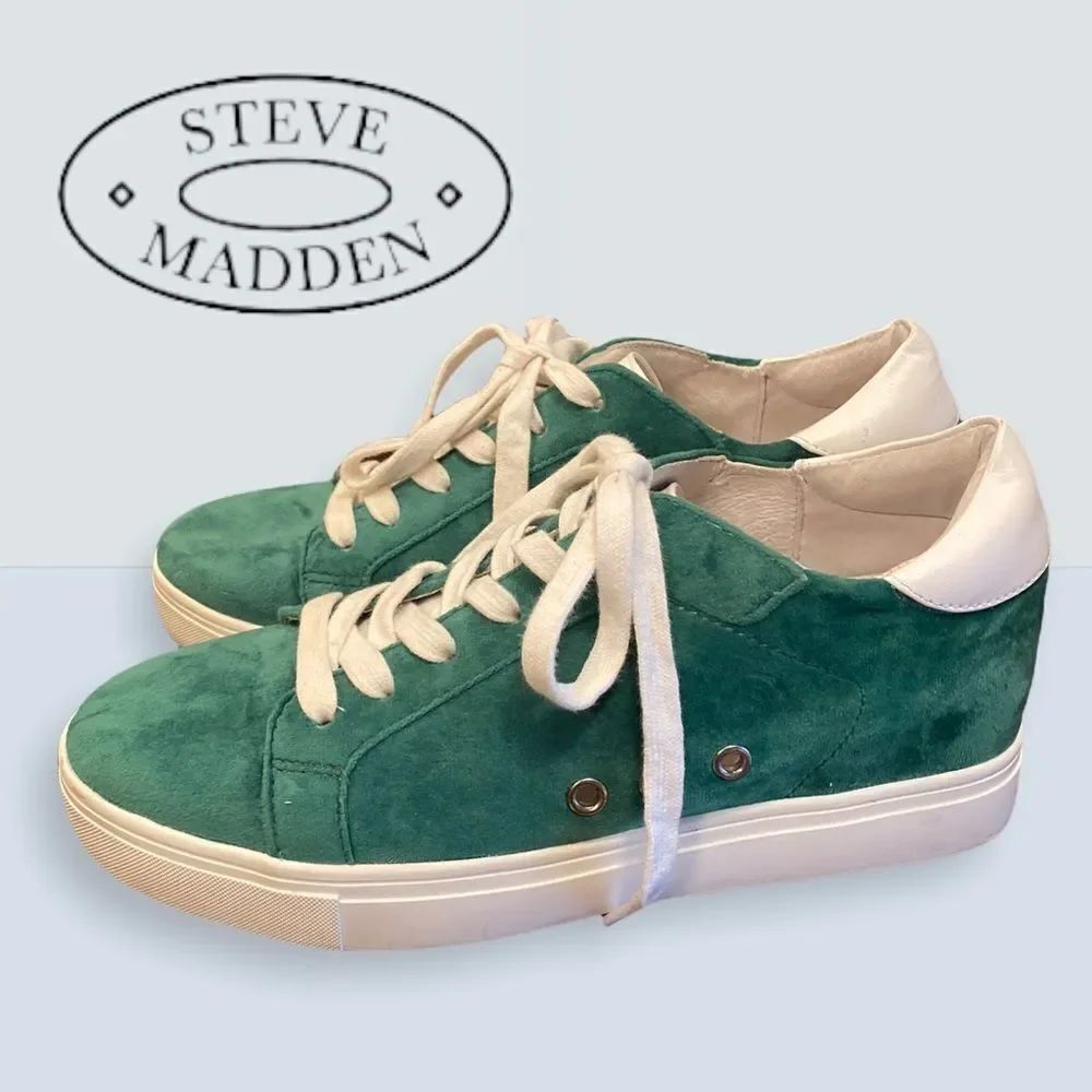 Steve Madden Steal Green Velvet Leather Sneakers 8